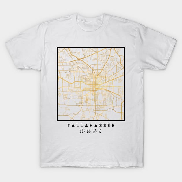 TALLAHASSEE FLORIDA CITY STREET MAP ART T-Shirt by deificusArt